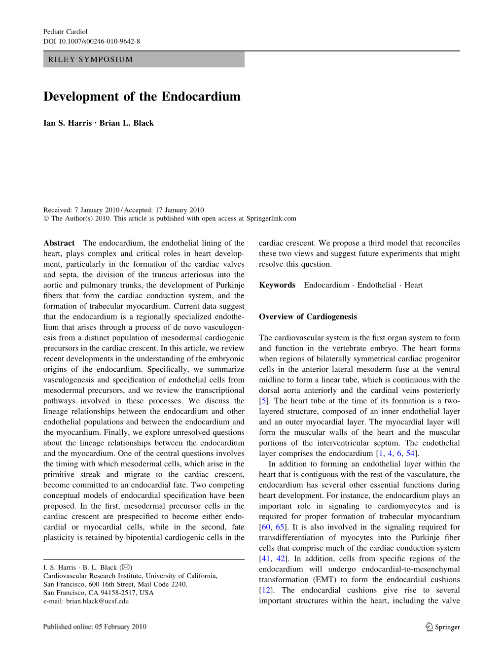 Development of the Endocardium