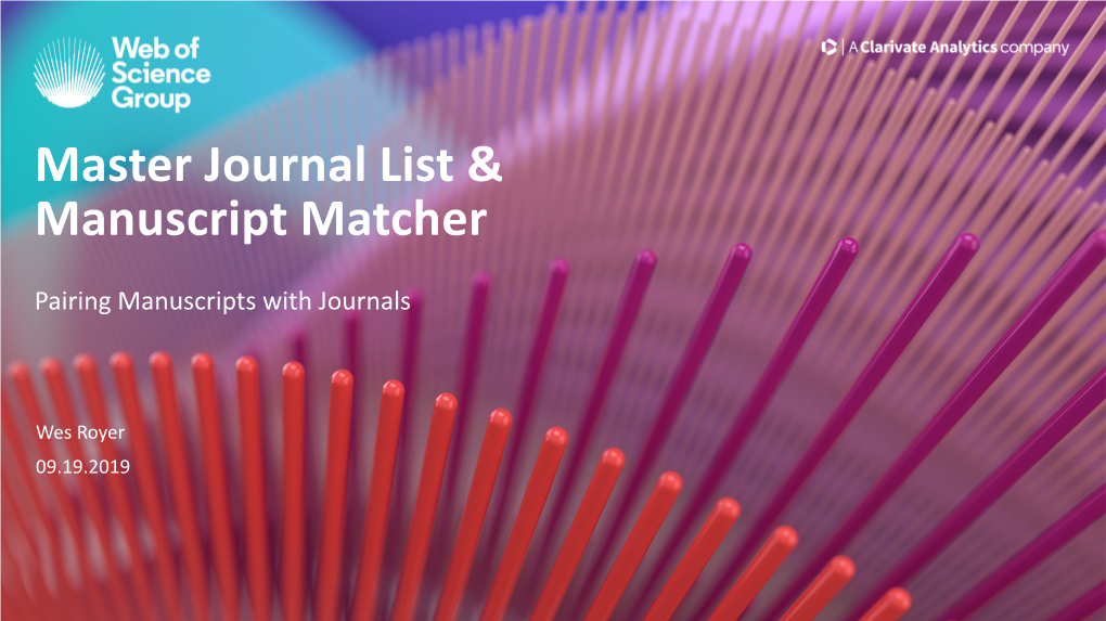 Master Journal List & Manuscript Matcher