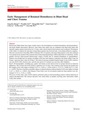 Early Management of Retained Hemothorax in Blunt Head and Chest Trauma