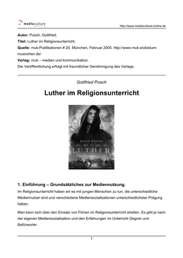 Luther Im Religionsunterricht