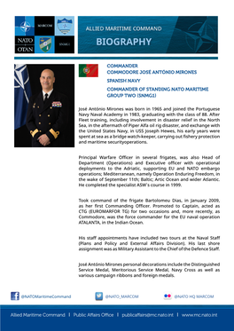 Commander Commodore José António Mirones Spanish Navy Commander of Standing Nato Maritime Group Two (Snmg1)