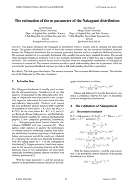 The Estimation of the M Parameter of the Nakagami Distribution