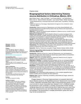 Biogeographical Factors Determining Triatoma Recurva Distribution In