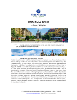 ROMANIA TOUR 4 Days / 3 Nights