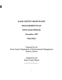 1997 Kane County Solid Waste Plan Update