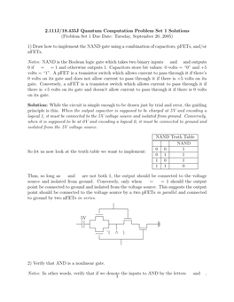 2.111J/18.435J Quantum Computation Problem Set 1 Solutions (Problem Set 1 Due Date: Tuesday, September 20, 2005) 1) Draw How To