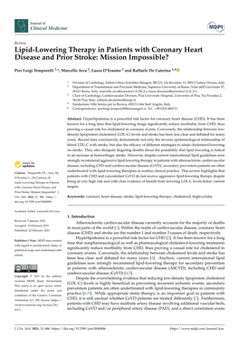 Lipid-Lowering Therapy in Patients with Coronary Heart Disease and Prior Stroke: Mission Impossible?