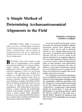 A Simple Method of Determining Archaeoastronomical Alignments in the Field