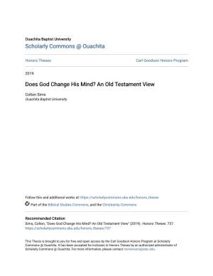 Does God Change His Mind? an Old Testament View