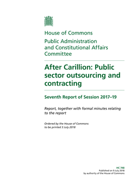 After Carillion: Public Sector Outsourcing and Contracting