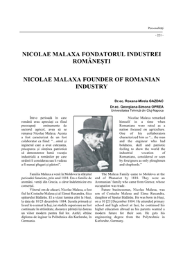 Nicolae Malaxa Fondatorul Industrei Românești