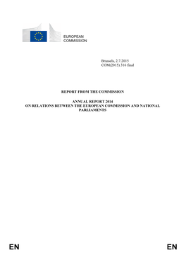 316 Final REPORT from the COMMISSION ANNUAL REPORT 2014 on RELATIONS BETWEEN T