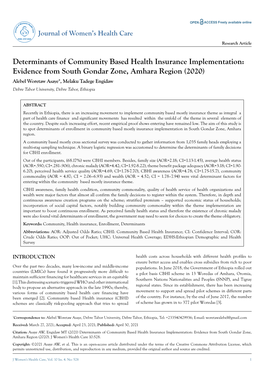 Determinants of Community Based Health Insurance Implementation