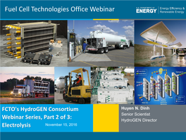 Hydrogen Consortium Overview, Part 2 of 3: Electrolysis Webinar