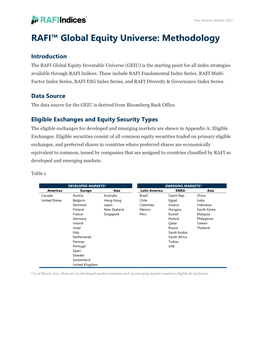 RAFI™ Global Equity Universe: Methodology