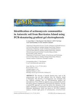 Identification of Actinomycete Communities in Antarctic Soil from Barrientos Island Using PCR-Denaturing Gradient Gel Electrophoresis