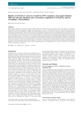 Identity of Pelodiscus Sinensis Revealed by DNA Sequences of An