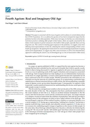Fourth Ageism: Real and Imaginary Old Age