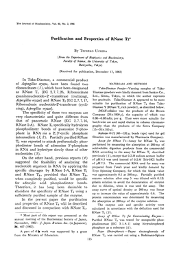 In Taka-Diastase, a Commercial Product of Aspergillus Oryzae, Have Been Found Two MATERIALS and METHODS