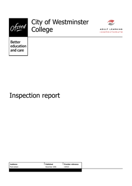 City of Westminster College Inspection Report