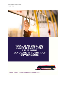 Sjcog Unmet Transit Needs Fy 2020‐2021