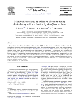 Microbially Mediated Re-Oxidation of Sulfide During Dissimilatory Sulfate