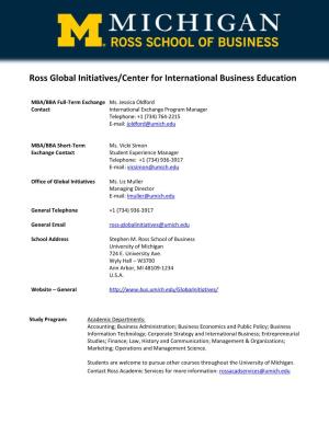 Ross Global Initiatives/Center for International Business Education
