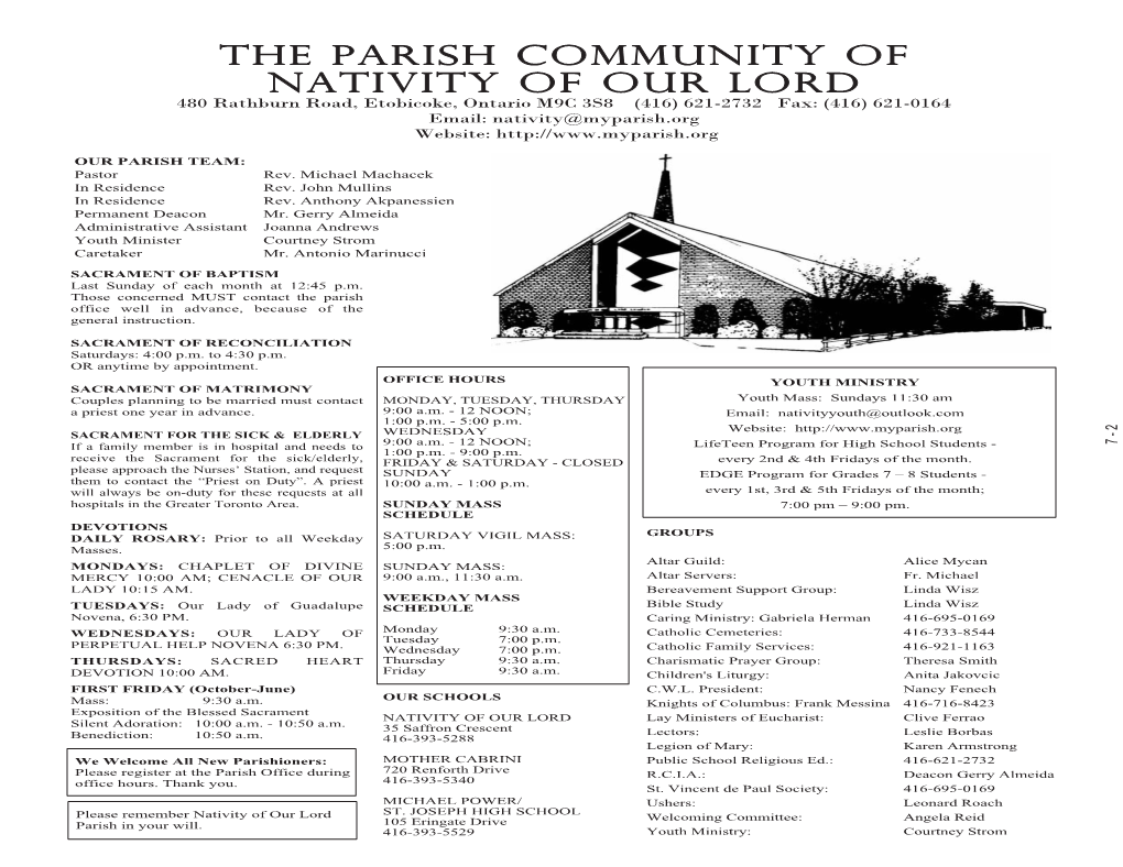 The Parish Community of Nativity of Our Lord