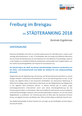 Freiburg Im Breisgau Im STÄDTERANKING 2018