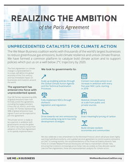 REALIZING the AMBITION of the Paris Agreement