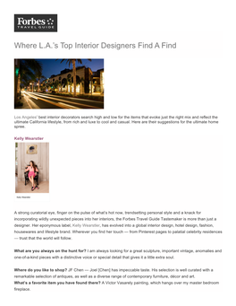 Where L.A.'S Top Interior Designers Find a Find