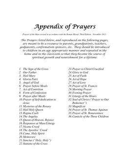 Appendix of Prayers