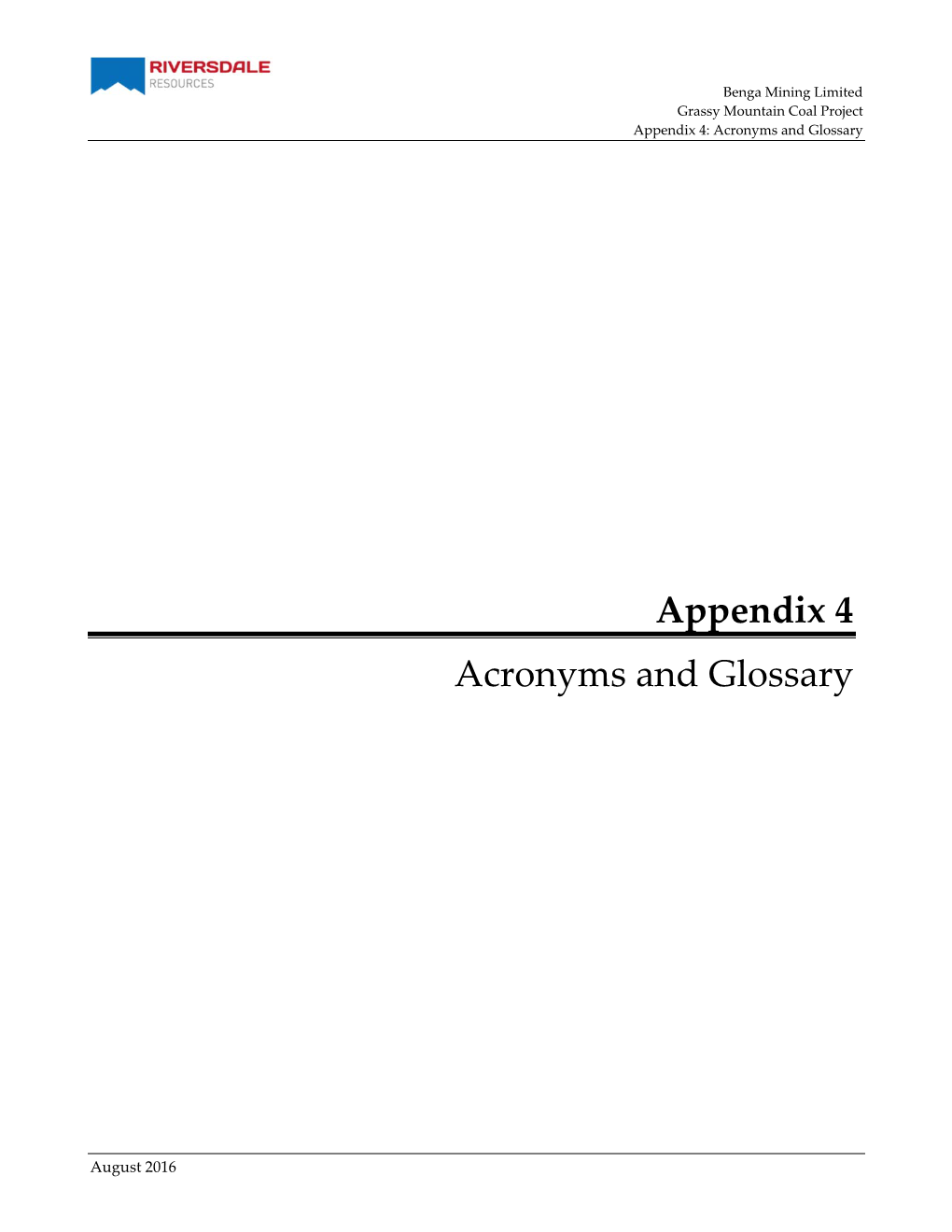 Appendix 4 Acronyms and Glossary
