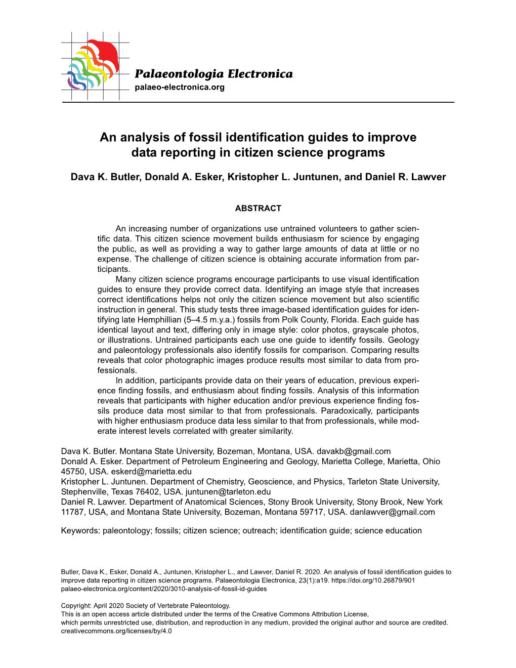 An Analysis of Fossil Identification Guides to Improve Data Reporting in Citizen Science Programs