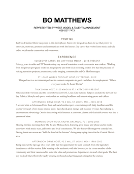 Bo Matthews Resume