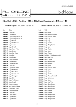 High End Legos Auction - 840 N