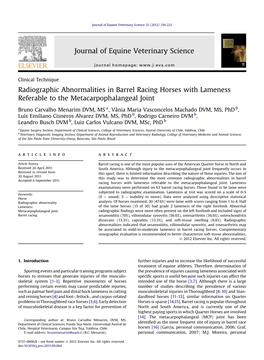 Radiographic Abnormalities in Barrel Racing Horses with Lameness Referable to the Metacarpophalangeal Joint