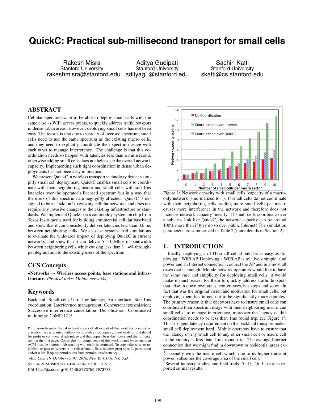 Quickc: Practical Sub-Millisecond Transport for Small Cells