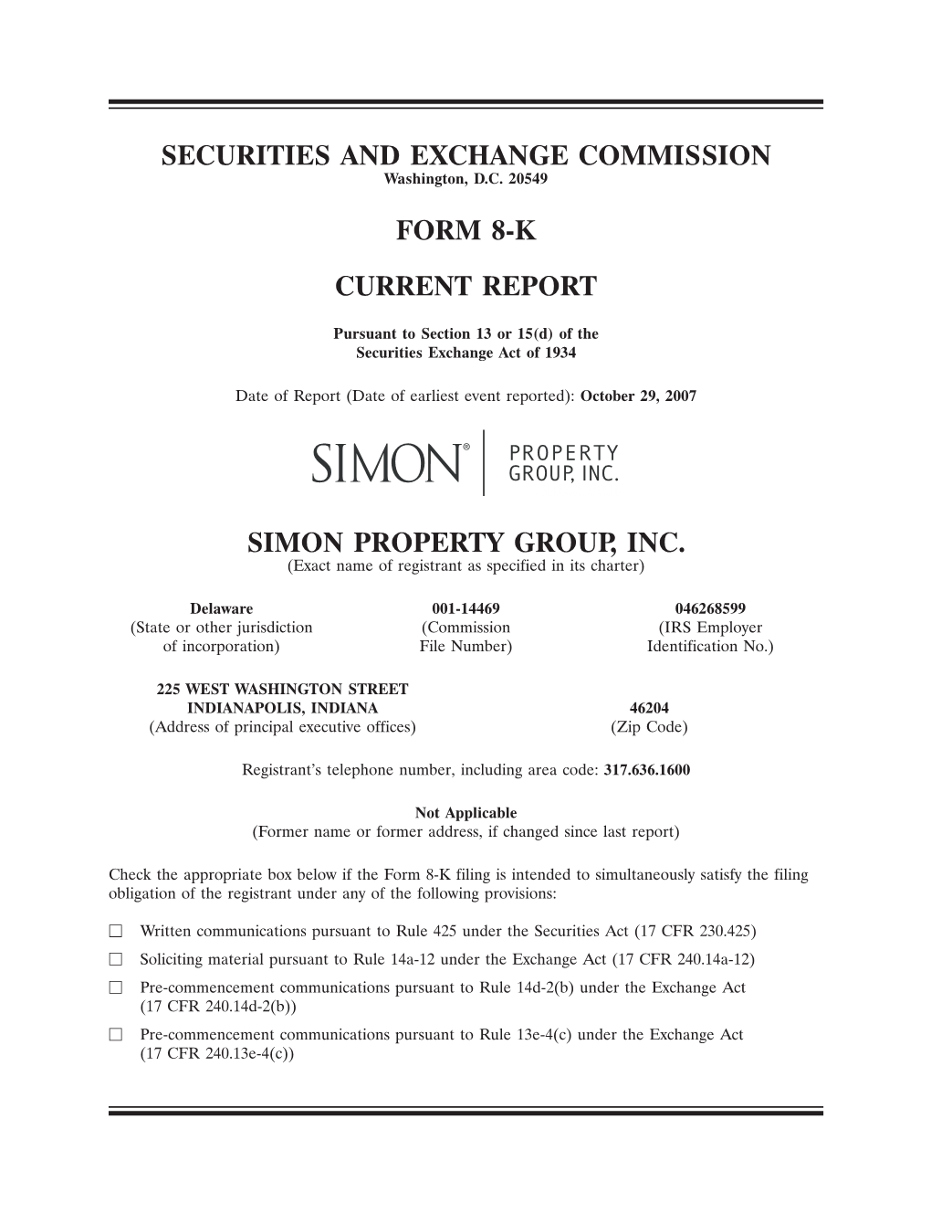 Securities and Exchange Commission Form 8-K