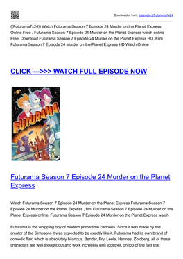 WATCH FULL EPISODE NOW Futurama Season 7 Episode 24