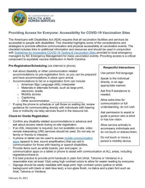 Providing Access for Everyone: Accessibility for COVID-19 Vaccination Sites