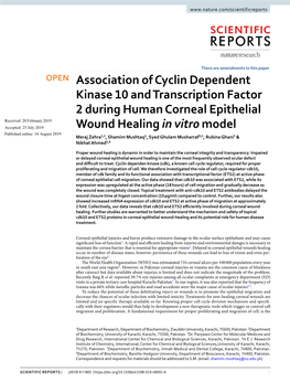 Association of Cyclin Dependent Kinase 10 and Transcription Factor