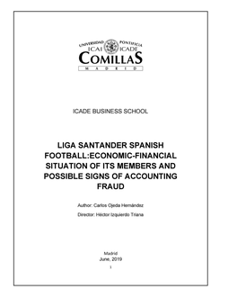 Liga Santander Spanish Football:Economic-Financial Situati on of Its Members Ano Possible Signs of Accounting Fraud