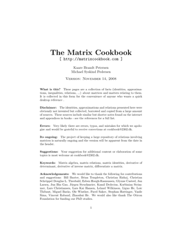 The Matrix Cookbook [ ]