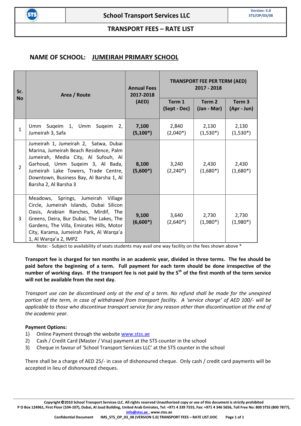 School Transport Services Llc (Sts)