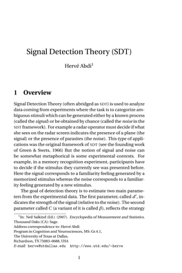 Signal Detection Theory (SDT)