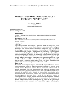 Women's Network Behind Frances Perkins's
