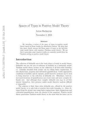 Spaces of Types in Positive Model Theory
