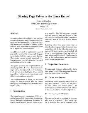 Sharing Page Tables in the Linux Kernel