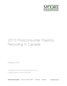 2013 Postconsumer Plastics Recycling in Canada